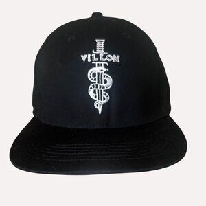Villon cognac Black Snapback Cap With Embroidered Logo